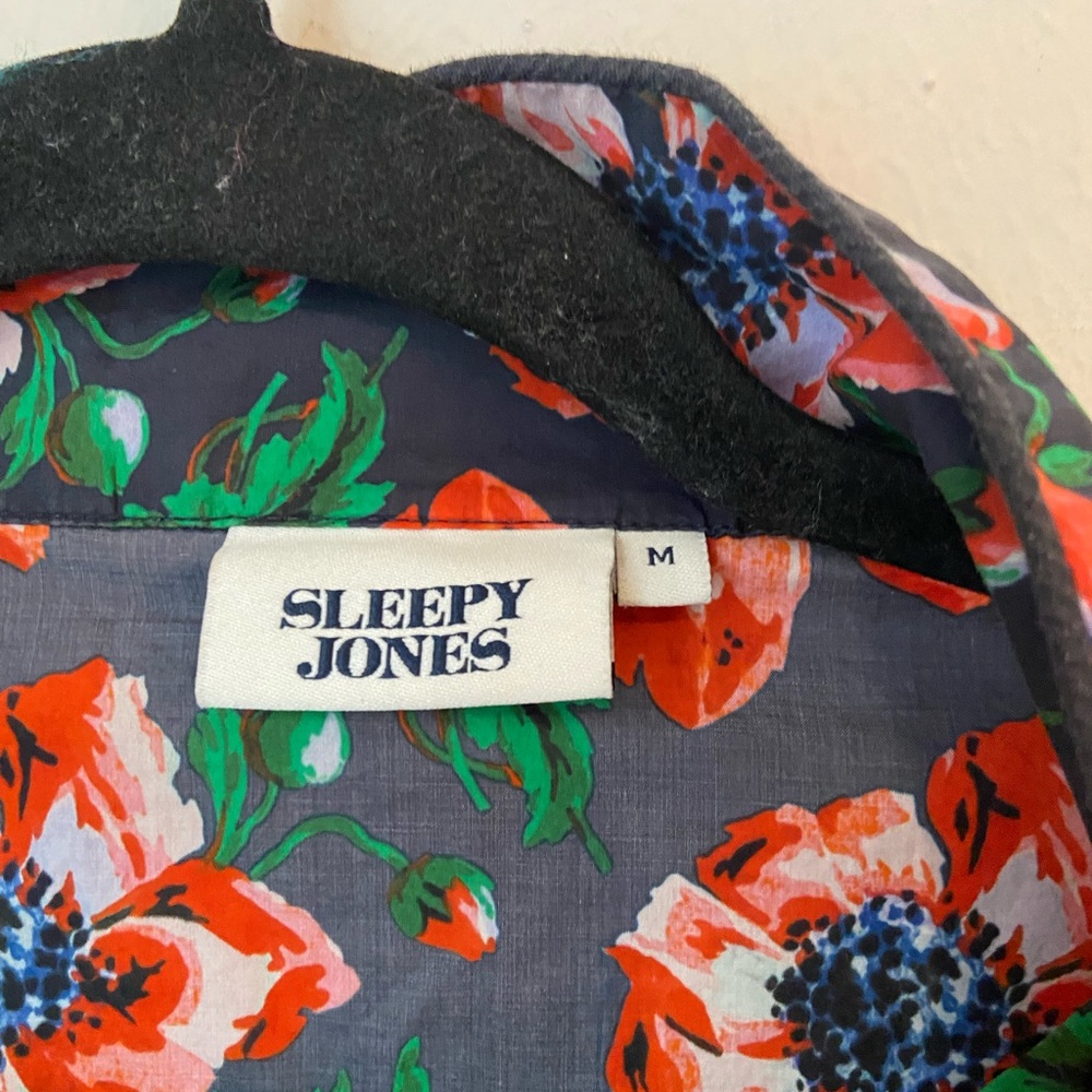 Sleepy Jones Marina Pajama Set Garden Floral Navy Cotton Size M - Picture 5 of 9